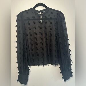 Zara Sheer Black Blouse with Poofy Dots